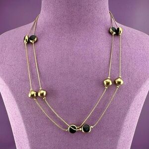 Double Stranded Black and Gold Necklace
